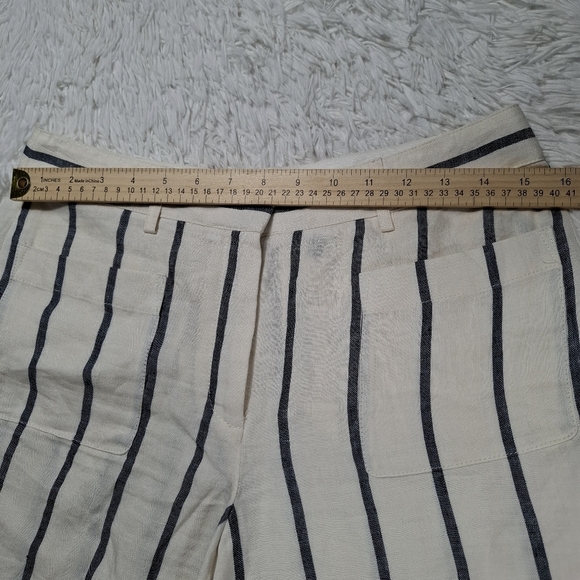 Theory Womens Linen Striped 4 Pocket Mid-Rise Straight Leg Pants White Size 4 - Picture 3 of 9